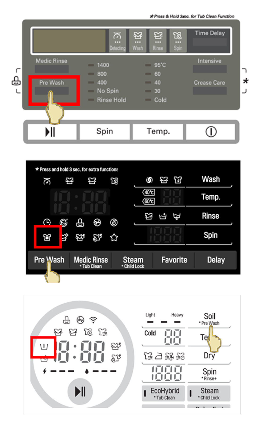 برنامه تکمیلی Pre wash یا پیش شستشو در ماشین لباسشویی ال جی