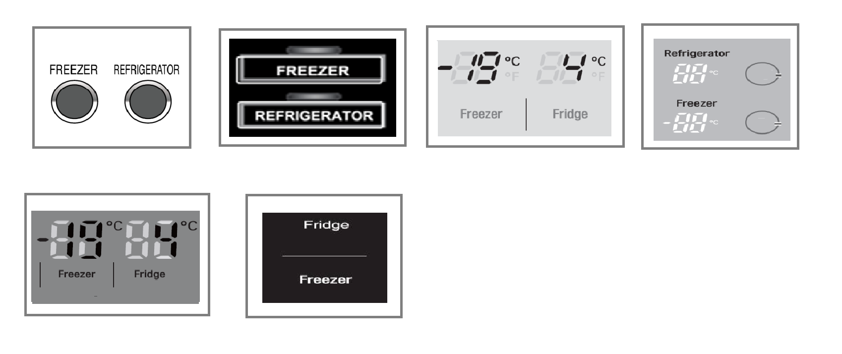 علامت تنظیم دما یخچال FRIDGE / REFRIGRATOR و فریزر  FREEZER ساید ال جی 